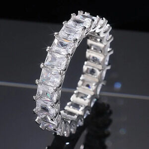 🦋925 Sterling Silver Plated Clear CZ Eternity Wedding/, UNVN12103